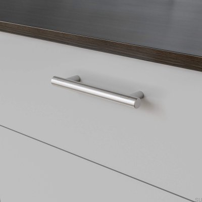 Varberg 128 longitudinal furniture handle, brushed silver