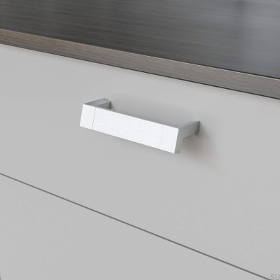 Båstad 128 oblong furniture handle, brushed silver