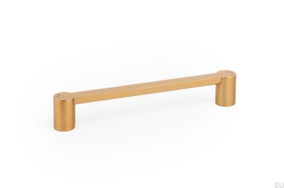 Fusion 160 elongated furniture handle, brushed gold and cava