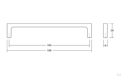 Pura 160 oblong furniture handle, brushed nickel