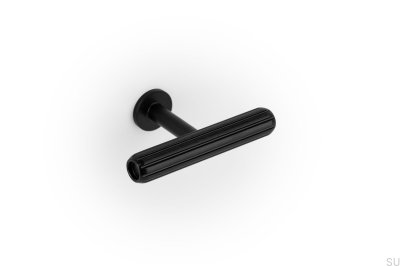 T-Bar Rille Mini Aluminum Black Brushed Furniture Knob