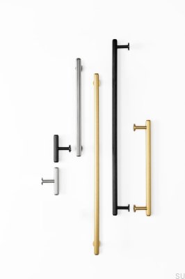 Rille Mini 320 oblong furniture handle, brushed aluminum and gold