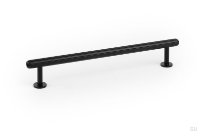 Rille Mini 160 oblong furniture handle, black brushed aluminum