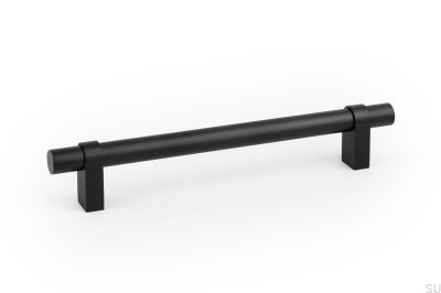 Nobb 192 oblong furniture handle, brushed aluminum, black