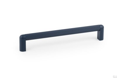 Oblong furniture handle Riss Mini 192 Aluminum Blue