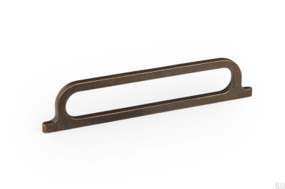 Oblong furniture handle Omega 160 Metal Antique Gold