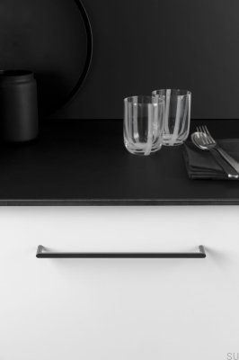 Pura 256 elongated furniture handle, metal, black titanium, polished