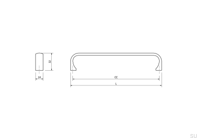 Miig 160 oblong furniture handle, metal, brown