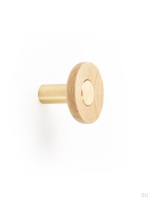 Zoot 60 Wooden Oak Wall Hanger with Gold Brushed Aluminum