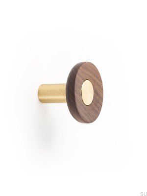 Zoot 60 Wall Hanger Wooden Walnut with Gold Brushed Aluminum