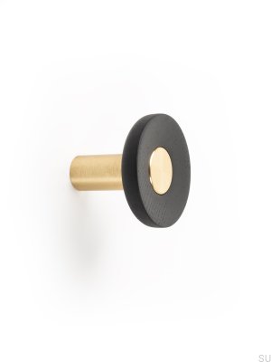 Zoot 60 Wooden Black Wall Hanger with Gold Brushed Aluminum