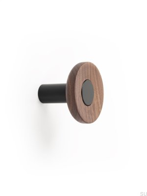 Zoot 60 Wall Hanger in Walnut Wood with Matte Black Aluminum