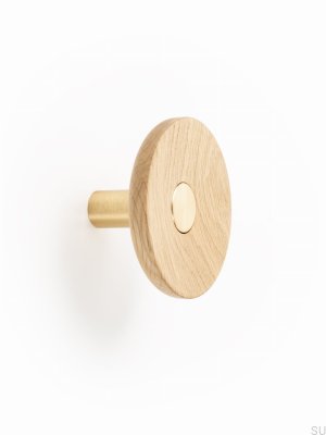 Zoot 90 Wooden Oak Wall Hanger with Gold Brushed Aluminum