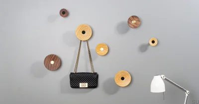 Zoot 90 Wooden Black Wall Hanger with Gold Brushed Aluminum