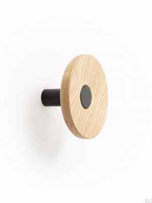 Zoot 90 Oak Wood Wall Hanger with Matte Black Aluminum