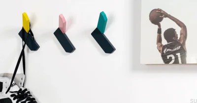 Corner wall hanger Anthracite with Turquoise