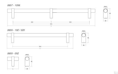 T-Bar Nobb Aluminum Silver Brushed Furniture Knob