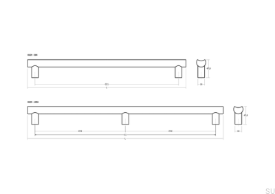 Moon Big 384 Aluminum Double-Sided Elongated Furniture Handle Black Brushed