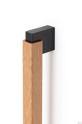 Duo Big 960 one-sided longitudinal furniture handle, Wooden Oak with Black Aluminum