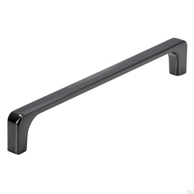 Oblong furniture handle 2563 160 Black Polished Chrome