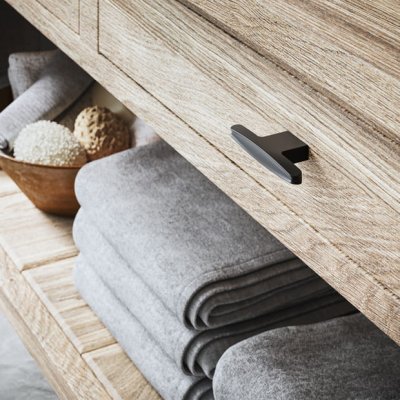 Furniture knob T-Bar 2570 16 Metal, Matte Black