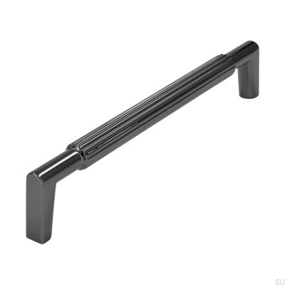 Oblong furniture handle 2593 160 Black Polished