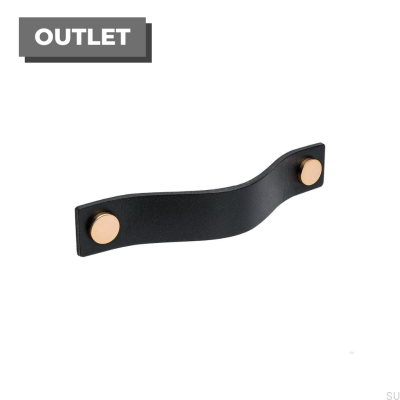 Long furniture handle Loop 128, black leather with copper