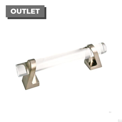 Elongated furniture handle Kristall 96 Crystal Brushed nickel