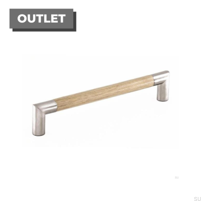 Oblong furniture handle 7623 192 Silver with Oak Wood