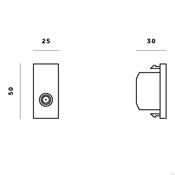 rysunek techniczny modułu do Euro Plate gniazdko TV
