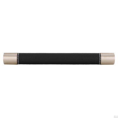 Oblong furniture handle H170 160 Metal with Black Leather