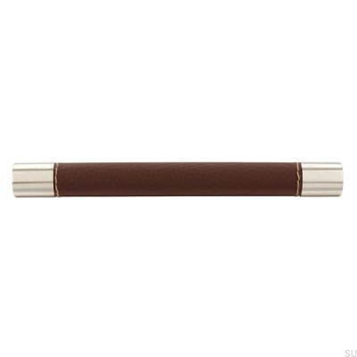 Oblong furniture handle H170 160 Metal with Brown Leather
