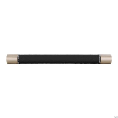 Oblong furniture handle H170 192 Metal with Black Leather