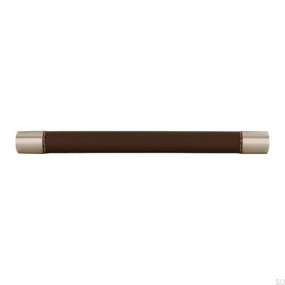 Oblong furniture handle H170 192 Metal with Brown Leather