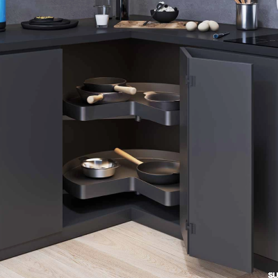 Recorner Max corner cabinet with carousel, dark gray