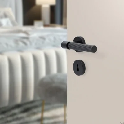 Helix Stripe 200 door handle, metal, black, modular lock