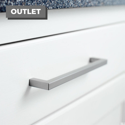 Elongated furniture handle Square 10 128 Brushed steel