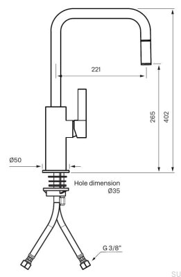 Kitchen faucet with pull-out spout ARM985, polished brass, unpainted