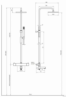 TVM2200-150 Shower Set Brass Black Chrome