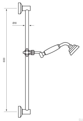 Classic ZSAL070 shower bar, chrome-plated brass with white