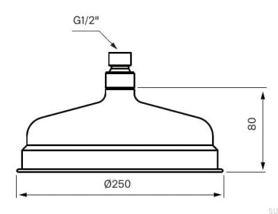 Round rain shower head 250 ZSOF250 Classic Brass Chrome-plated
