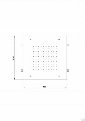 Square rain shower head 430 ZSOF094 Brass Gray Ascot
