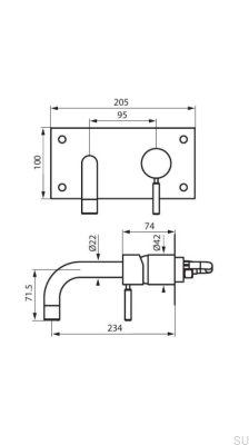 BOX008 washbasin faucet, brushed copper, unpainted