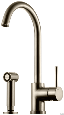 Two-hole kitchen faucet with shower EVO200, Brushed Nickel Brass