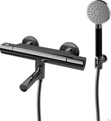 Wall-mounted thermostatic bathtub faucet ARM026-150 Brass Black Chrome