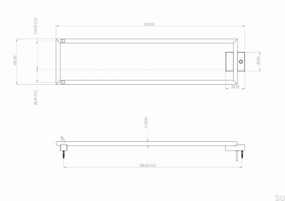Bathroom radiator TW800-200 Steel Copper Brushed