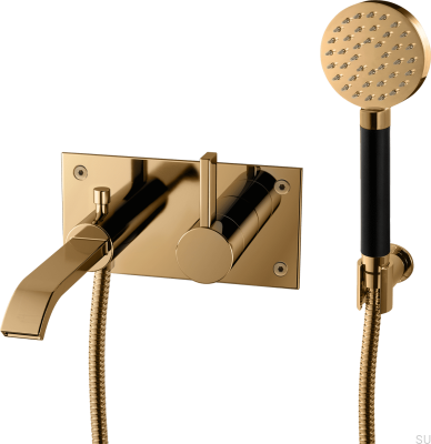 Wall mounted thermostatic bathtub faucet ARM036 Polished Brass Unpainted with Black