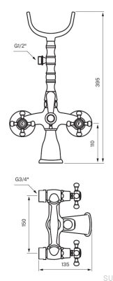 Bathtub faucet with shower head FBLV023-150 Classic Brass Chrome