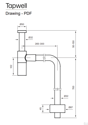 Washbasin trap with L-type pipe XA100 Brass Black Chrome