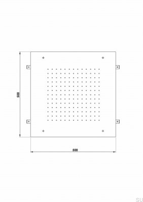 Shower head, square rain shower 500 ZSOF095, Brushed Copper, Unpainted